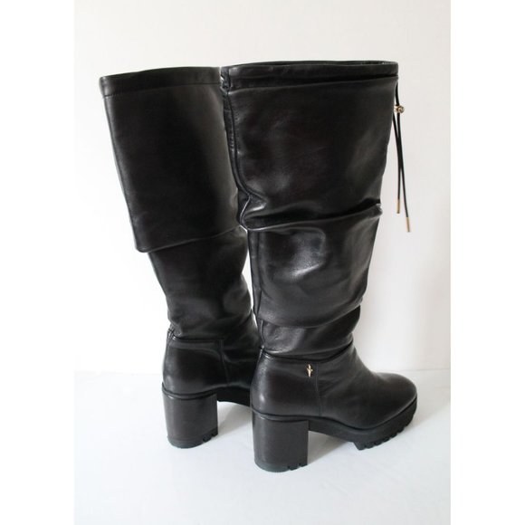 Cesare Paciotti Tall Slouchy Leather Black Boots Size EU 36/ US 6 - Picture 5 of 11